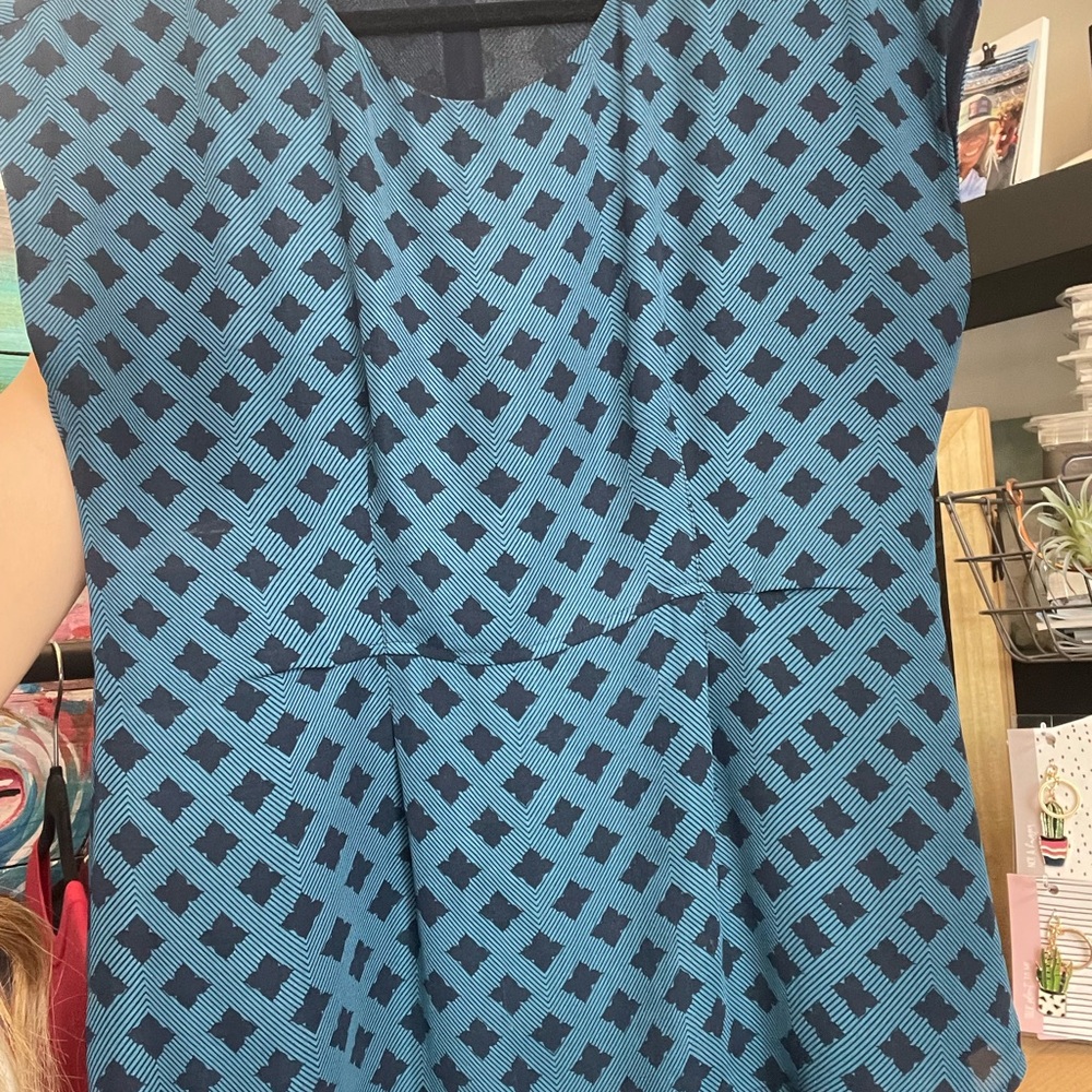CAbi Navy and Black Geometric Dress